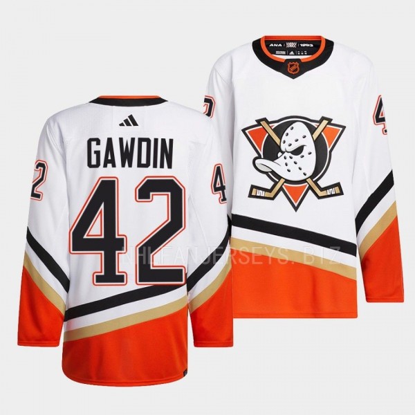 Glenn Gawdin Anaheim Ducks 2022 Reverse Retro 2.0 White #42 Authentic Primegreen Jersey Men's