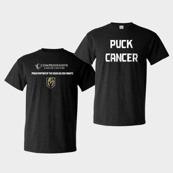 Vegas Golden Knights Puck Cancer T-Shirt HockeyFightsCancer Black