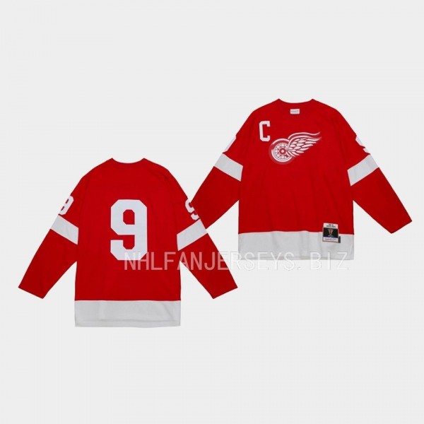 Gordie Howe Detroit Red Wings Blue Line 1960 Throwback Red #9 Jersey Mitchell Ness