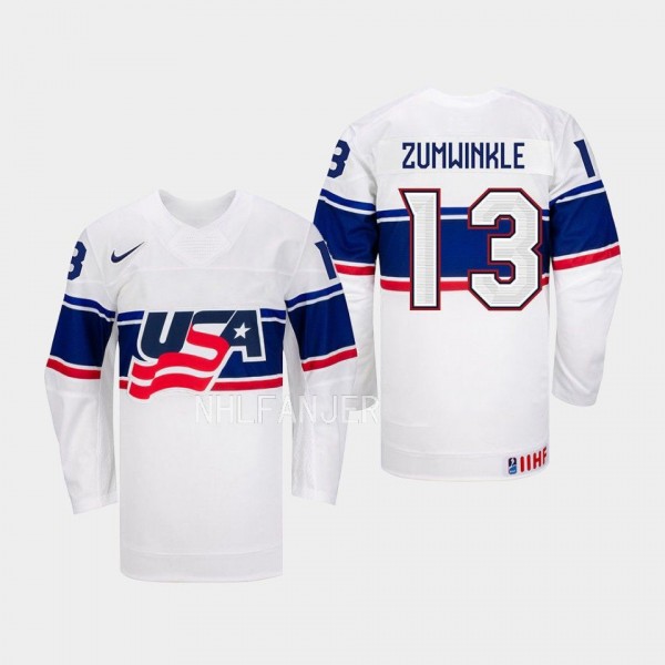 USA Hockey IIHF Grace Zumwinkle #13 White Jersey H...