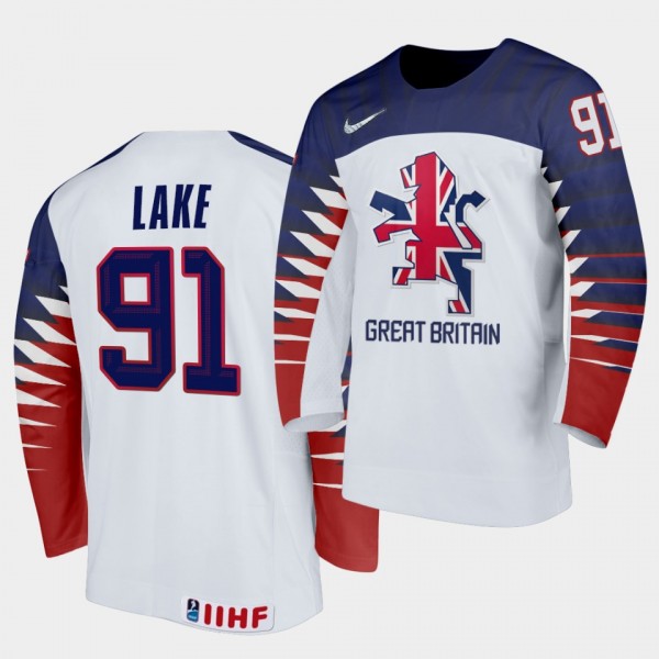 Great Britain Ben Lake 2021 IIHF World Championship #91 Home White Jersey
