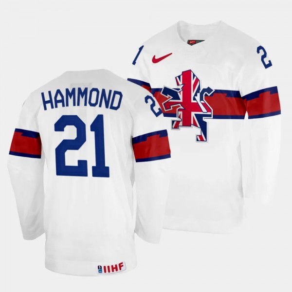 Mike Hammond Great Britain 2024 Ice Hockey World Championship Top-level Jersey White