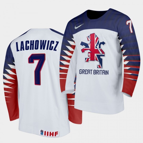 Great Britain Robert Lachowicz 2021 IIHF World Championship #7 Home White Jersey