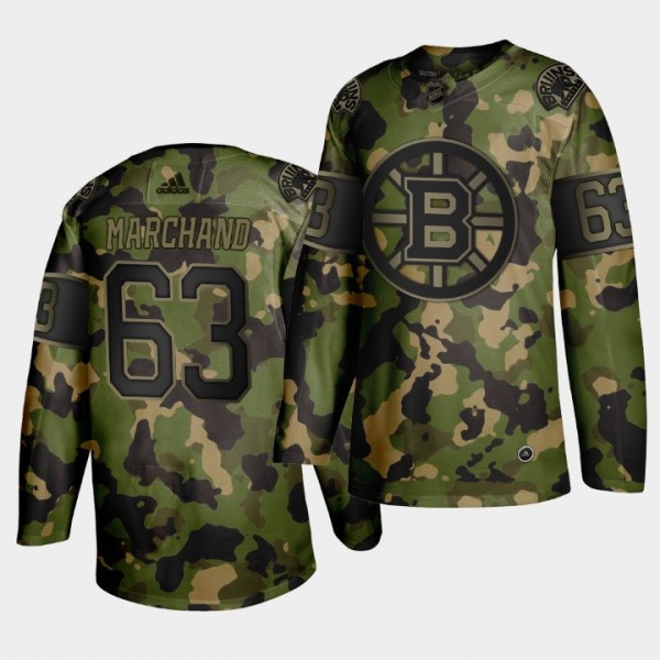 Brad Marchand #63 Memorial Day Bruins Camouflage J...