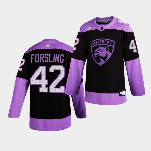 Florida Panthers Gustav Forsling HockeyFightsCancer Jersey Purple Authentic