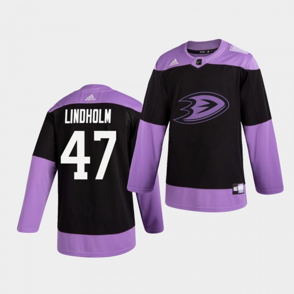 Hampus Lindholm Ducks #47 Hockey Fights Cancer Practice Jersey Black