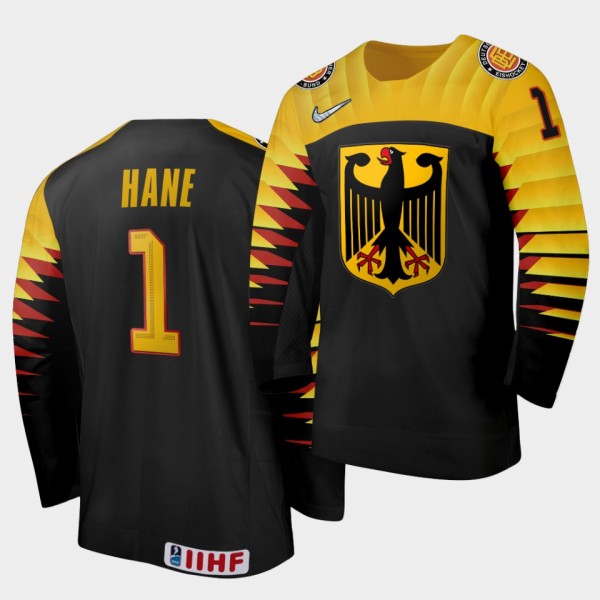 Germany Hendrik Hane 2020 IIHF World Junior Ice Hockey Black Away Jersey