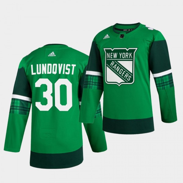 Henrik Lundqvist Rangers 2020 St. Patrick's Day Gr...