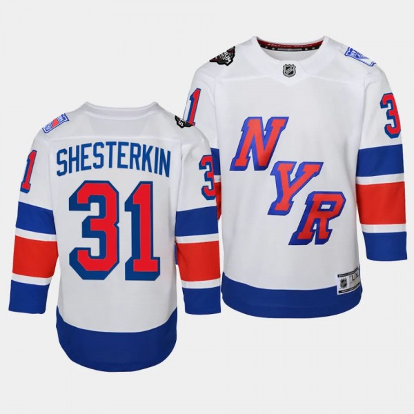 Igor Shesterkin New York Rangers Youth Jersey 2024 NHL Stadium Series White Premier Player Jersey