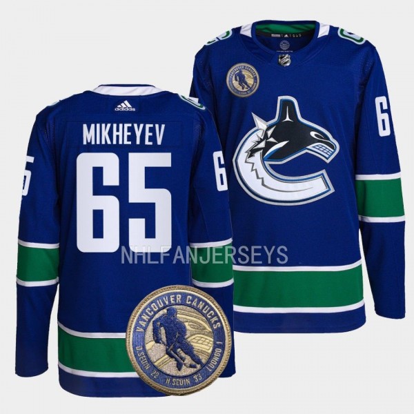 Vancouver Canucks 2022 HHOF Ilya Mikheyev #65 Blue...