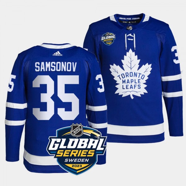 Toronto Maple Leafs 2023 NHL Global Series Sweden Ilya Samsonov #35 Royal Authentic Jersey Men's
