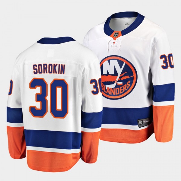 Ilya Sorokin New York Islanders 2020-21 Away White...