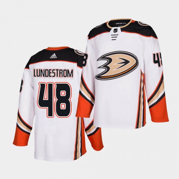 Isac Lundestrom #48 Ducks 2021 Authentic Away Whit...