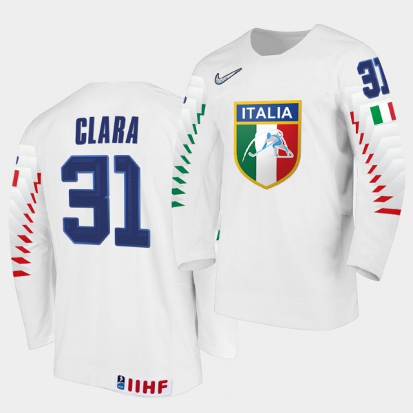 Damian Clara Italy Team 2021 IIHF World Championship Home White Jersey