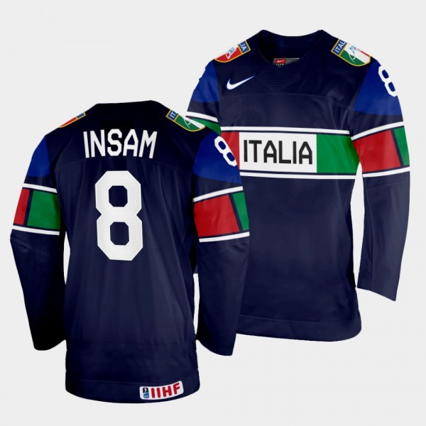 Marco Insam 2022 IIHF World Championship Italy Hockey #8 Navy Jersey Away
