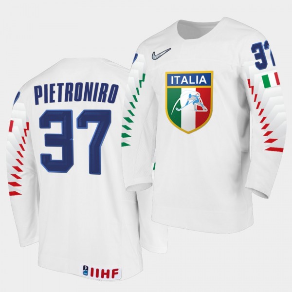 Phil Pietroniro Italy Team 2021 IIHF World Championship Home White Jersey