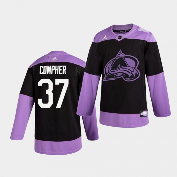 J. T. Compher #37 Avalanche Hockey Fights Cancer P...