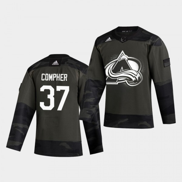 J. T. Compher #37 Avalanche 2019 Veterans Day Authentic Camo Jersey
