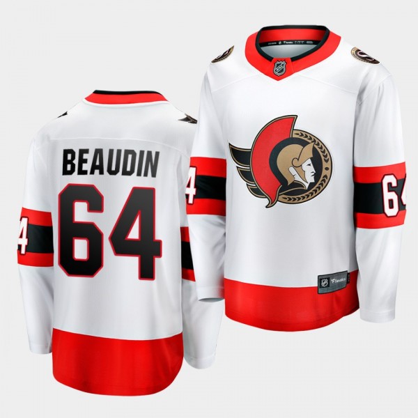 J.C. Beaudin Ottawa Senators 2020-21 Away Men Whit...
