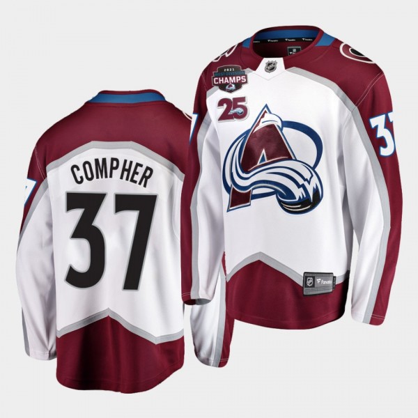 Avalanche J.T. Compher 2021 West Division Champions White Jersey