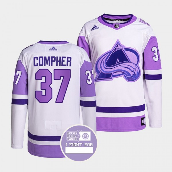 J.T. Compher Avalanche #37 Hockey Fights Cancer Je...