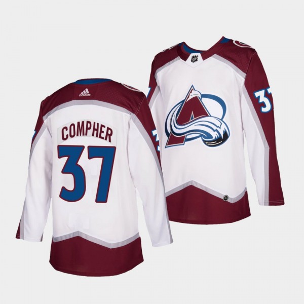 J.T. Compher #37 Avalanche 2021-22 Road Authentic White Jersey