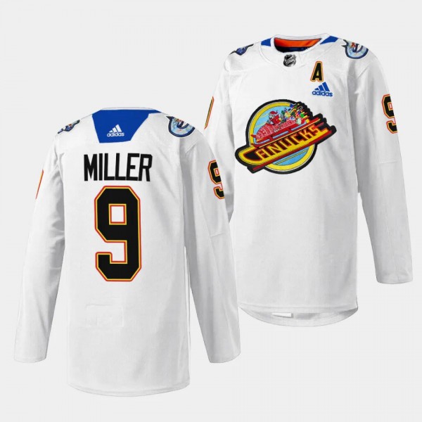 Christmas Night J.T. Miller Vancouver Canucks White #9 Pre-game Sweater Jersey 2023