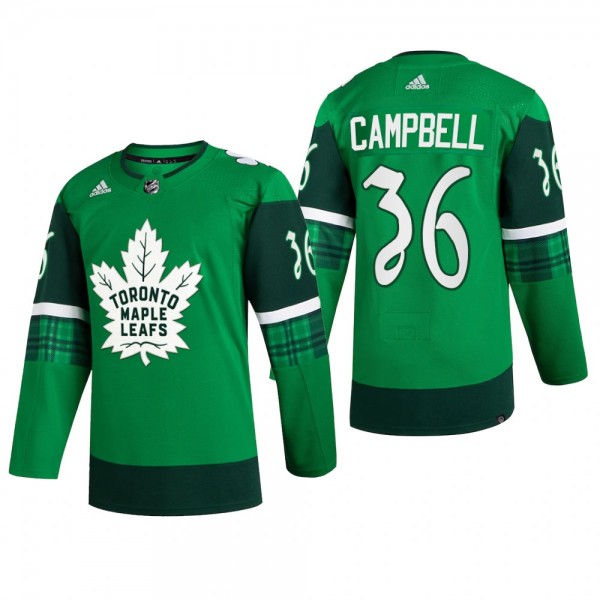 Toronto Maple Leafs Jack Campbell #36 St. Patrick 2022 Green Jersey Warm-Up