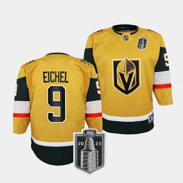 Vegas Golden Knights #9 Jack Eichel 2023 Stanley Cup Final Home Premier Gold Youth Jersey