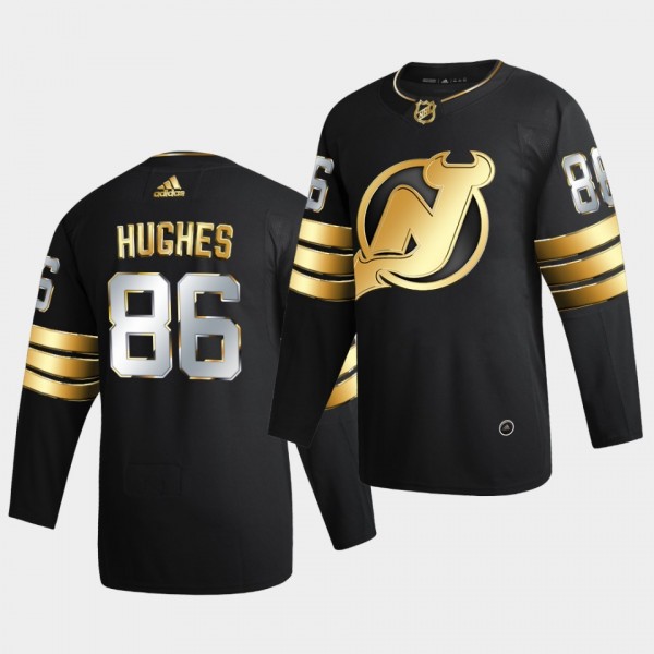 New Jersey Devils jack hughes 2020-21 Golden Edition Limited Authentic Black Jersey