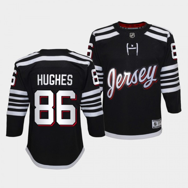 Jack Hughes Youth Jersey Devils Alternate Black Pr...