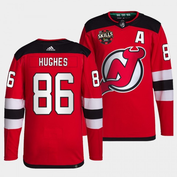 Jack Hughes #86 Devils Competition Patch Red Jerse...