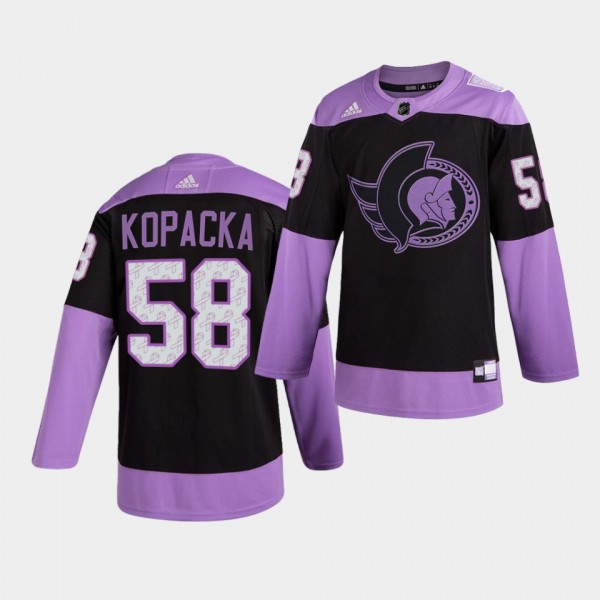 Ottawa Senators Jack Kopacka HockeyFightsCancer Jersey Purple Authentic