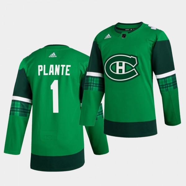 Jacques Plante Canadiens 2020 St. Patrick's Day Gr...