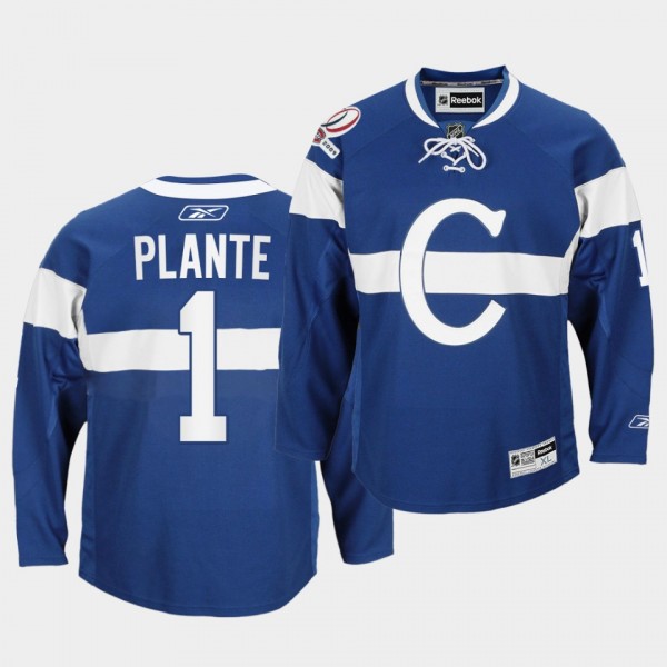 Jacques Plante Montreal Canadiens 100th Anniversary Celebration Blue Throwback Jersey