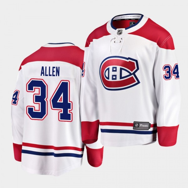 Jake Allen #34 Canadiens Away White 2020 Jersey