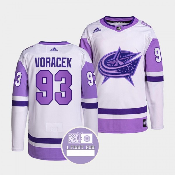 Columbus Blue Jackets Jakub Voracek Hockey Fights Cancer Jersey #93 Purple White Authentic Pro