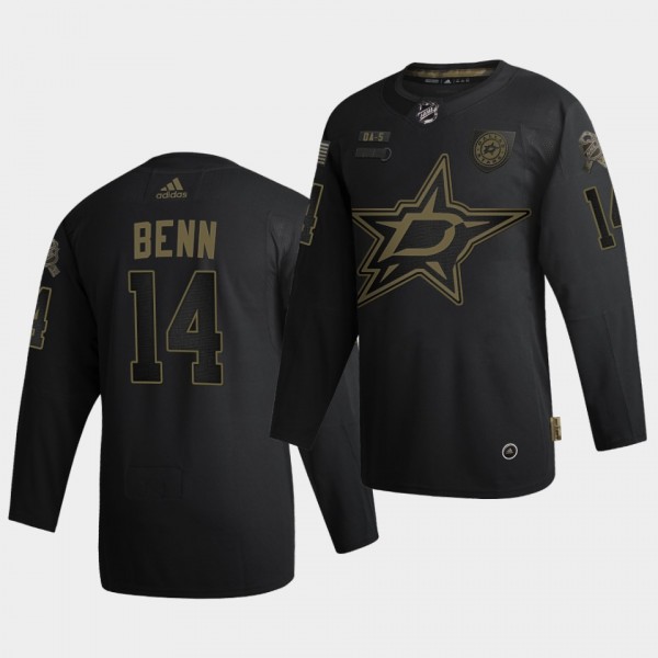 Jamie Benn #14 Stars 2020 Salute To Service Authentic Black Jersey