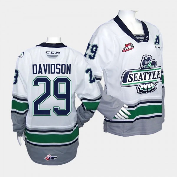 Jared Davidson Seattle Thunderbirds #29 2023 WHL Championship White Jersey Replica