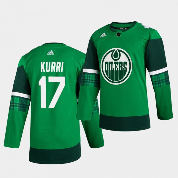 Jari Kurri Oilers 2020 St. Patrick's Day Green Authentic Player Jersey
