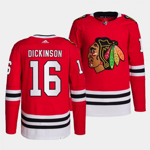Chicago Blackhawks Home Jason Dickinson #16 Red Je...