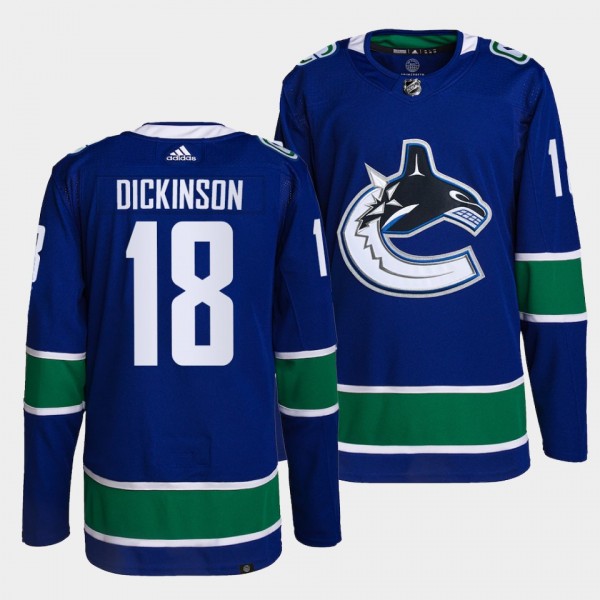 Jason Dickinson #18 Canucks Home Blue Jersey 2021-22 Primegreen Authentic