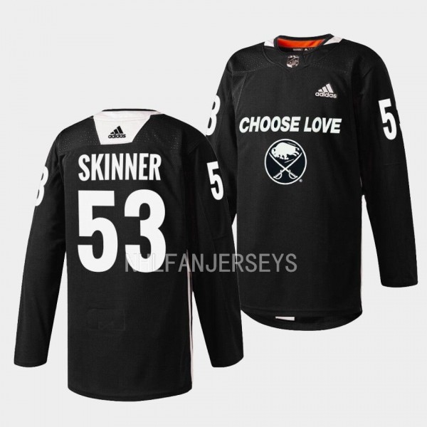 Buffalo Sabres 2023 Choose Love Night Jeff Skinner #53 Black Jersey Warm-up