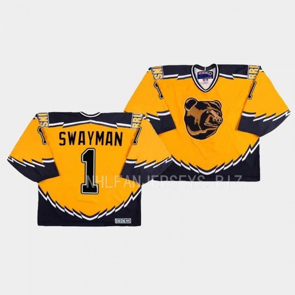 Jeremy Swayman Boston Bruins Throwback Gold #1 Jer...