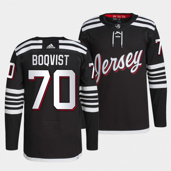 Jesper Boqvist #70 Devils Primegreen Authentic Pro Black Jersey 2021-22 Alternate