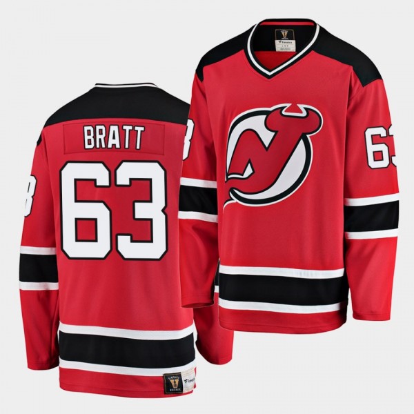 Jesper Bratt #63 Devils Fanatics Branded Premier Breakaway Men's Jersey