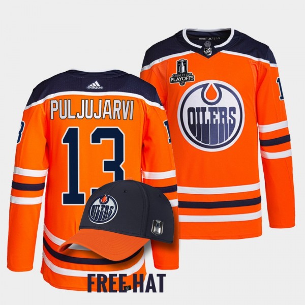 2022 Pacific Conference Champions Jesse Puljujarvi Edmonton Oilers Primegreen #13 Orange Jersey