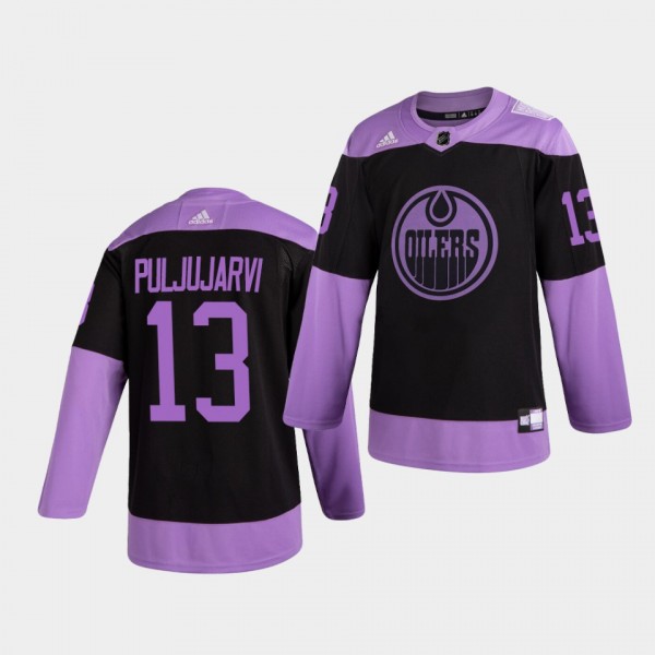 Edmonton Oilers Jesse Puljujarvi HockeyFightsCancer Jersey Purple Authentic