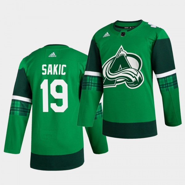 Joe Sakic Avalanche 2020 St. Patrick's Day Green A...