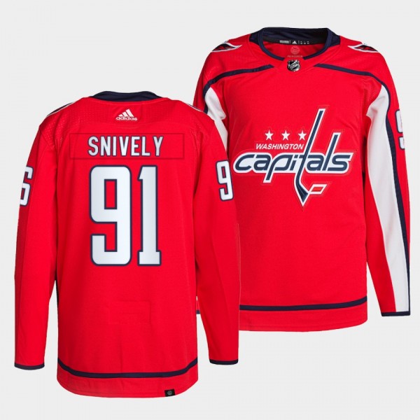 Joe Snively Capitals Home Red Jersey #91 Authentic...